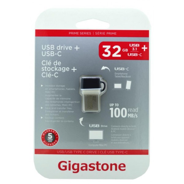 Gigastone Prime Series USB 3.0 Flash Drive και USB-C 32GB OTG για Smartphones & Tablet UC-5400B 5 Years Guarantee 